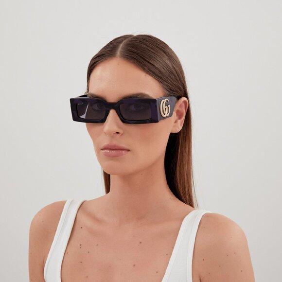 NEW GG1425S 003 GUCCI HAVANA PURPLE AND GREEN SUNGLASSES GUCCI SQUARE EYEWEAR - Picture 3 of 5